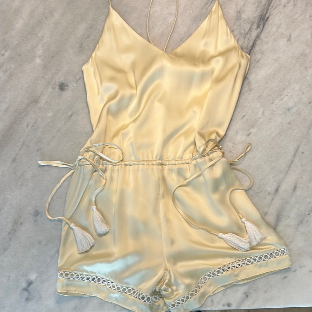 Gorgeous Yellow Satin Romper